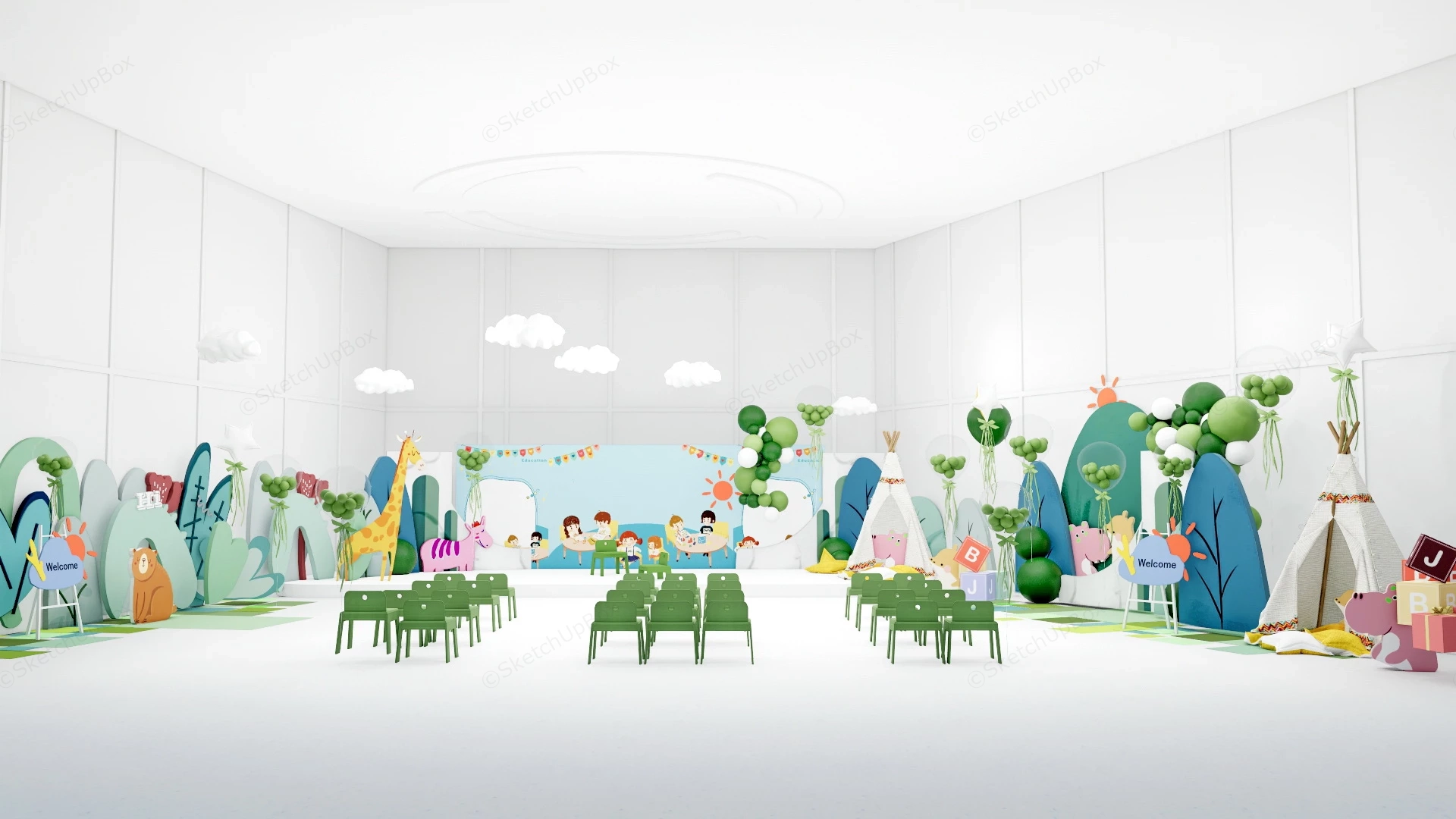 Daycare Center Design sketchup model preview - SketchupBox