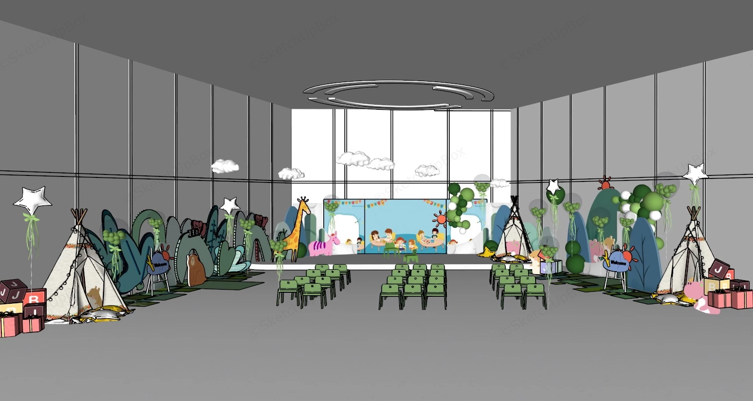 Daycare Center Design sketchup model preview - SketchupBox