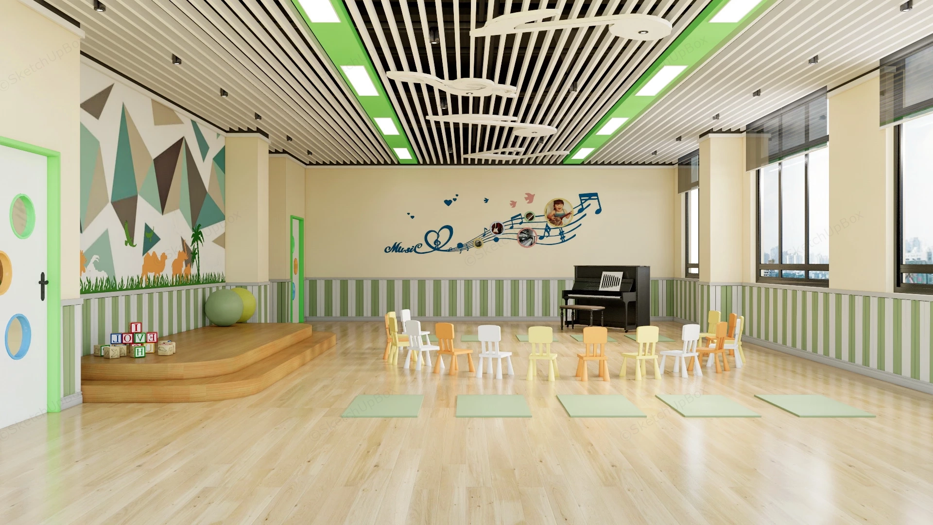 Kindergarten Music Room sketchup model preview - SketchupBox