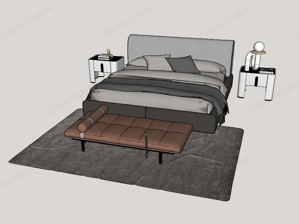 4 Piece Bedroom Set sketchup model preview - SketchupBox