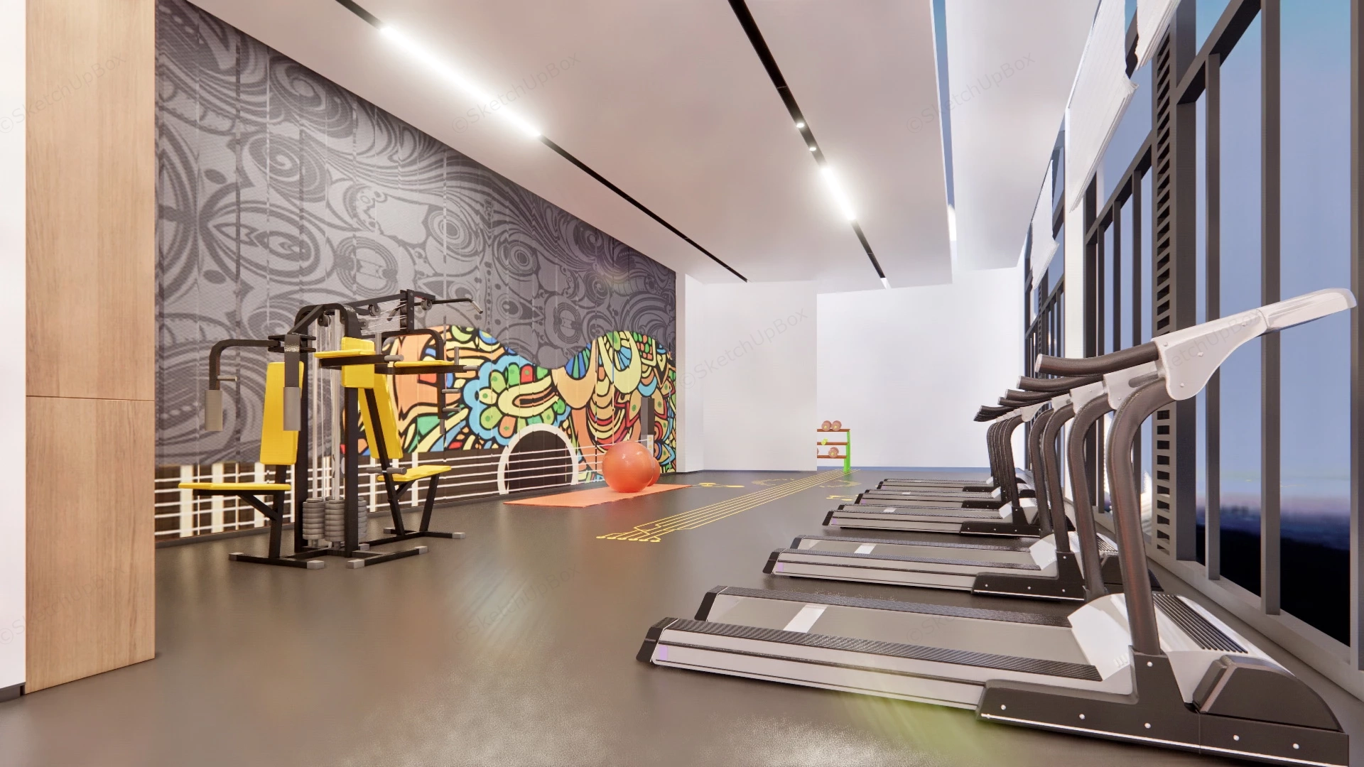 Office Gym Design sketchup model preview - SketchupBox