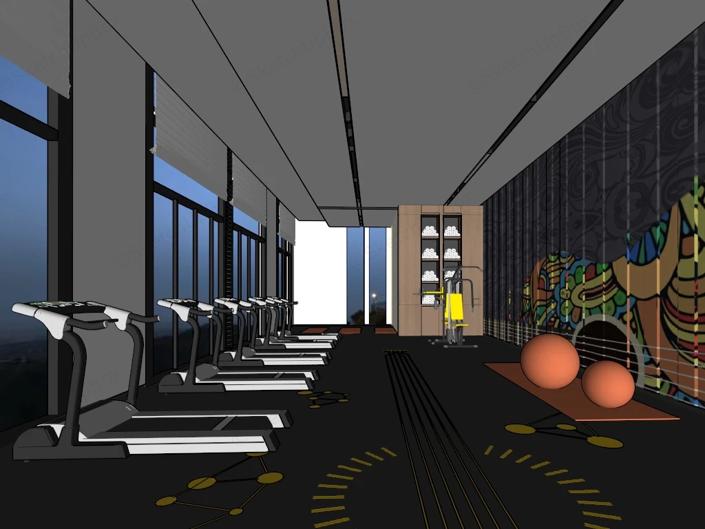 Office Gym Design sketchup model preview - SketchupBox