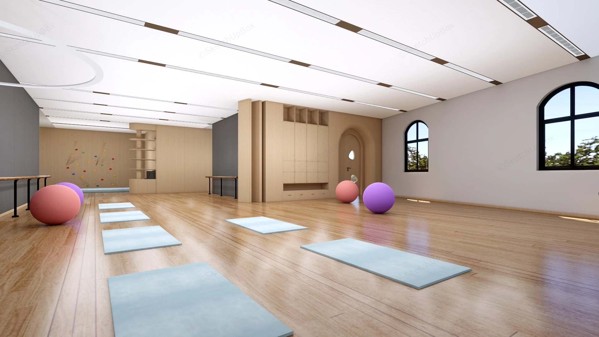 Yoga & Dance Studio Design sketchup model preview - SketchupBox