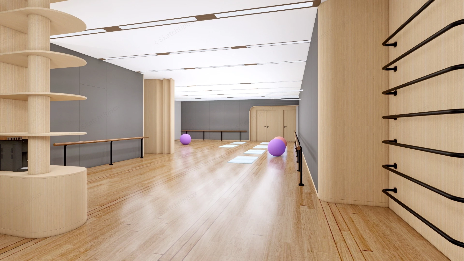 Yoga & Dance Studio Design sketchup model preview - SketchupBox