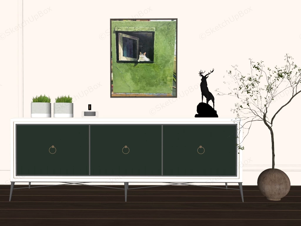 Green & White Sideboard sketchup model preview - SketchupBox