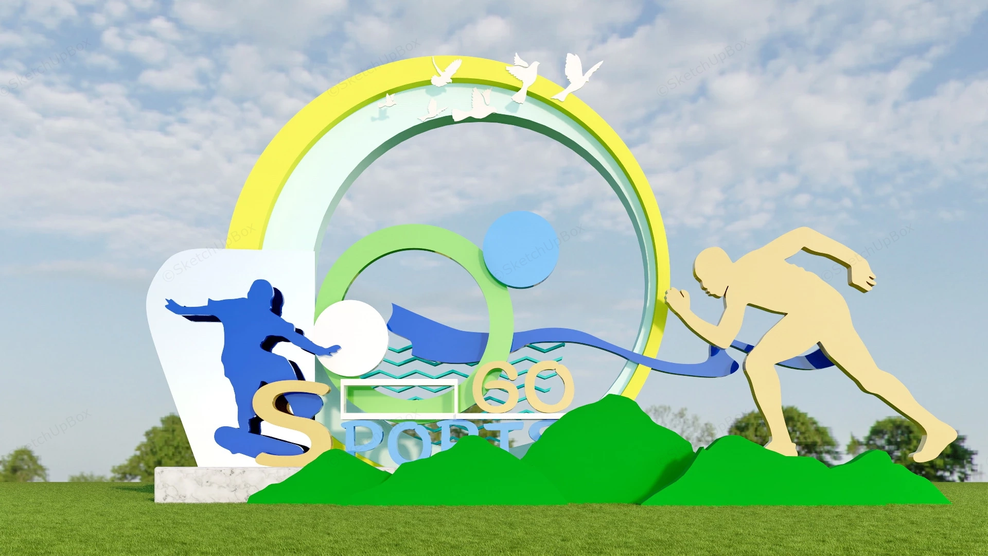 Sports Park Sculpture sketchup model preview - SketchupBox