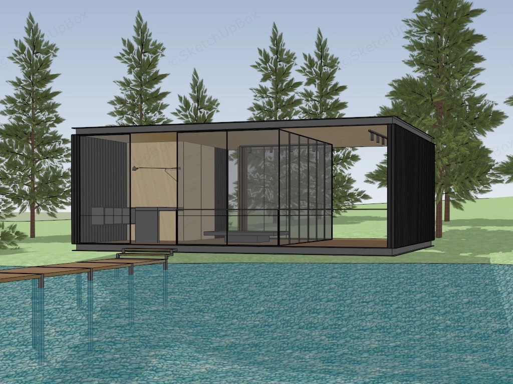 Small Lakefront Home sketchup model preview - SketchupBox