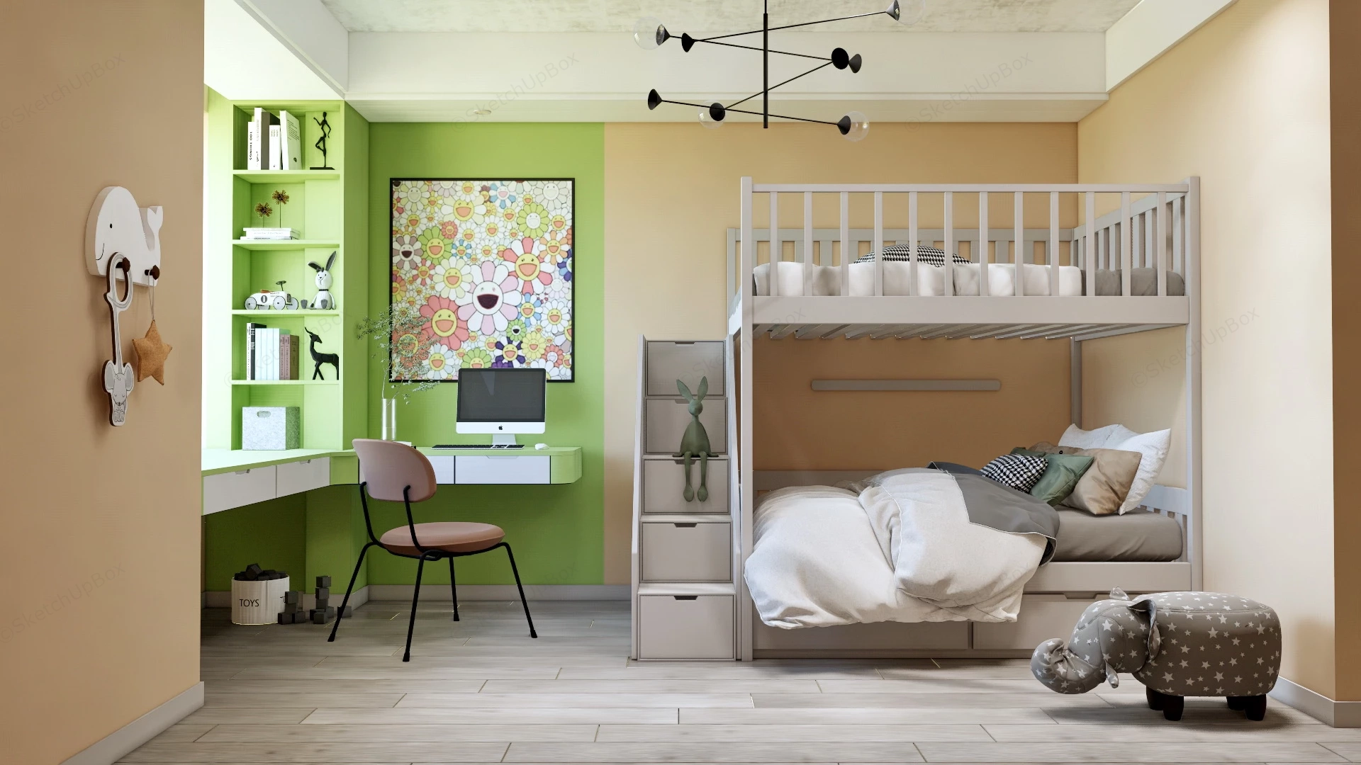 Beautiful Bunk Room For Kids sketchup model preview - SketchupBox