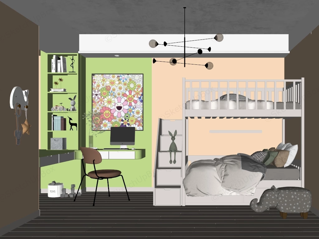 Beautiful Bunk Room For Kids sketchup model preview - SketchupBox