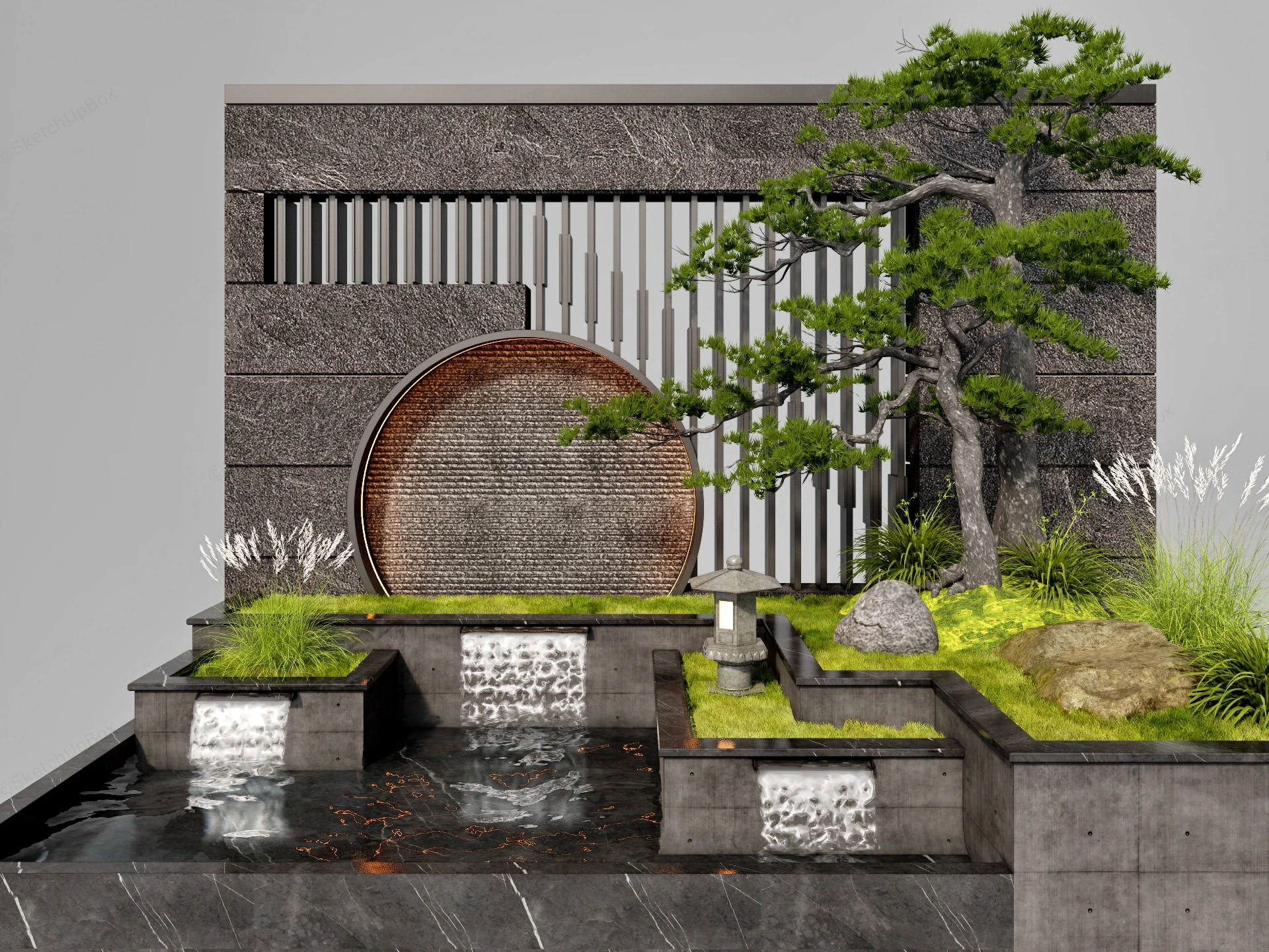 Outdoor Wall Fountain Design sketchup model preview - SketchupBox