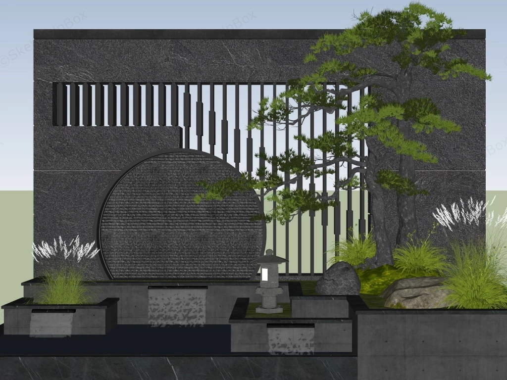 Outdoor Wall Fountain Design sketchup model preview - SketchupBox