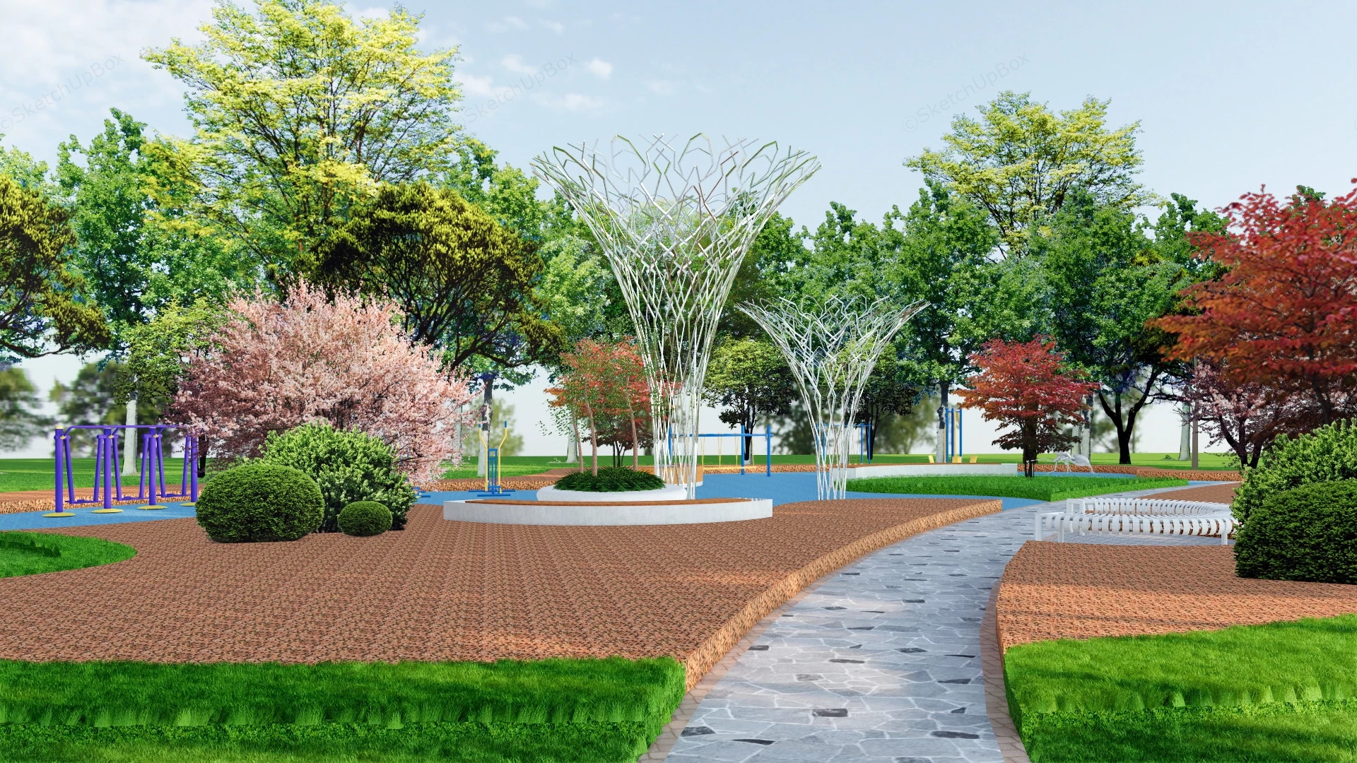 Park Outdoor Gym Equipment sketchup model preview - SketchupBox