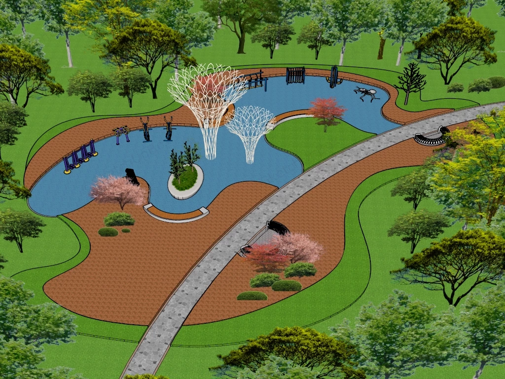 Park Outdoor Gym Equipment sketchup model preview - SketchupBox