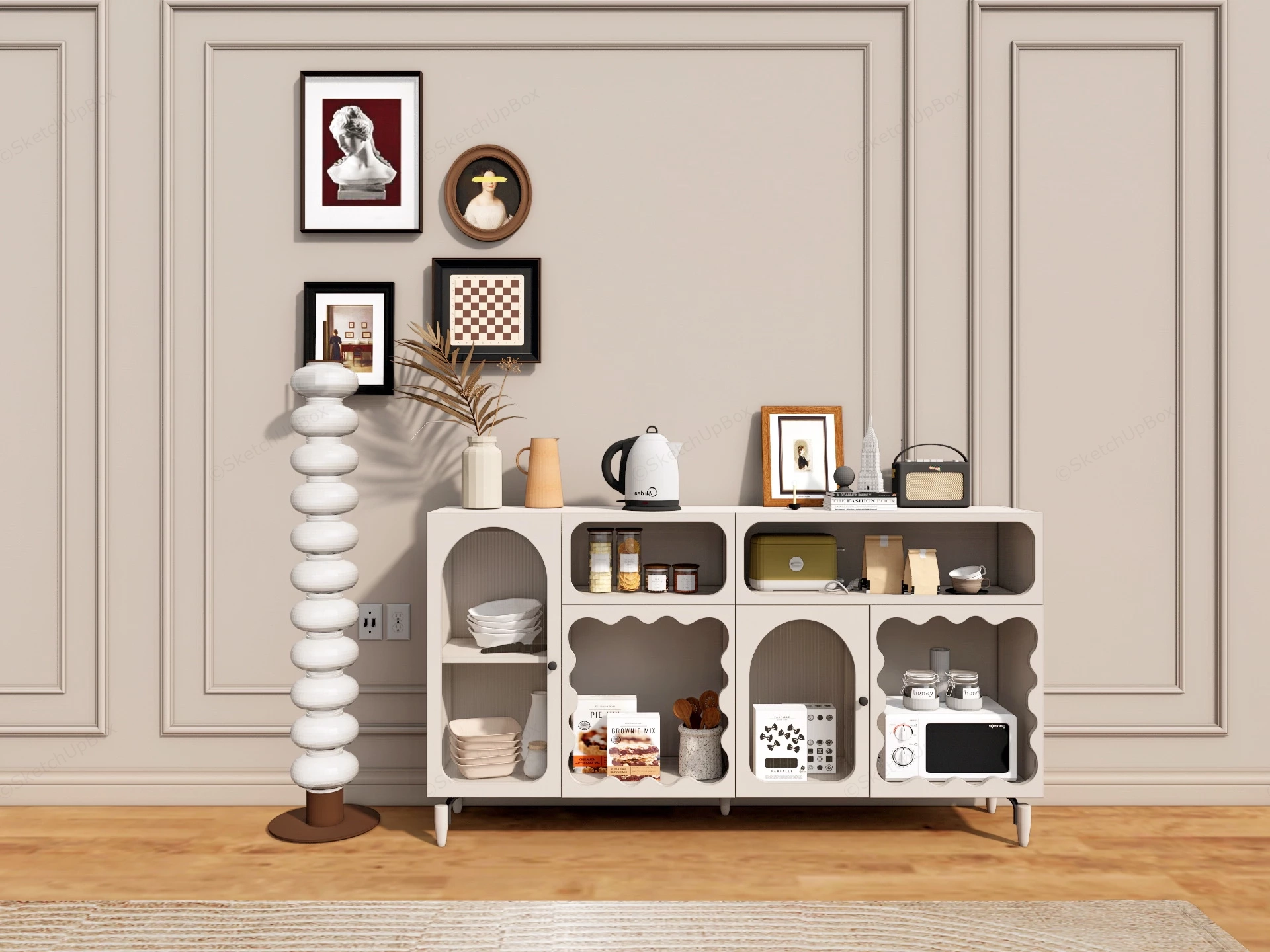 Cream Buffet Sideboard sketchup model preview - SketchupBox