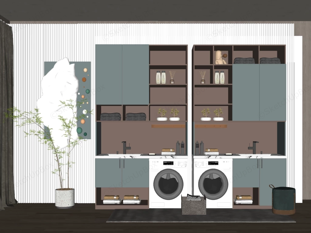 Modern Laundry Room Idea sketchup model preview - SketchupBox