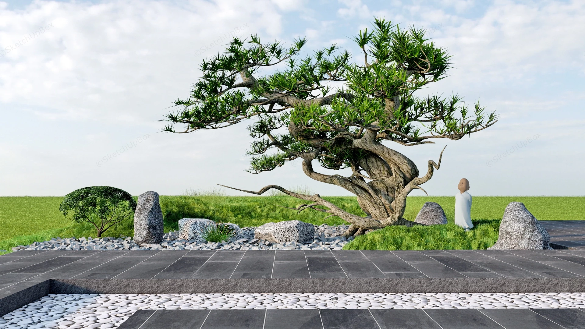 Ancient Japanese Garden Tree sketchup model preview - SketchupBox
