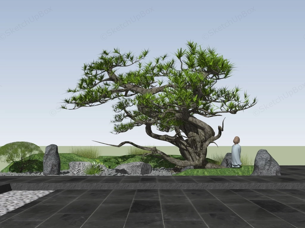 Ancient Japanese Garden Tree sketchup model preview - SketchupBox