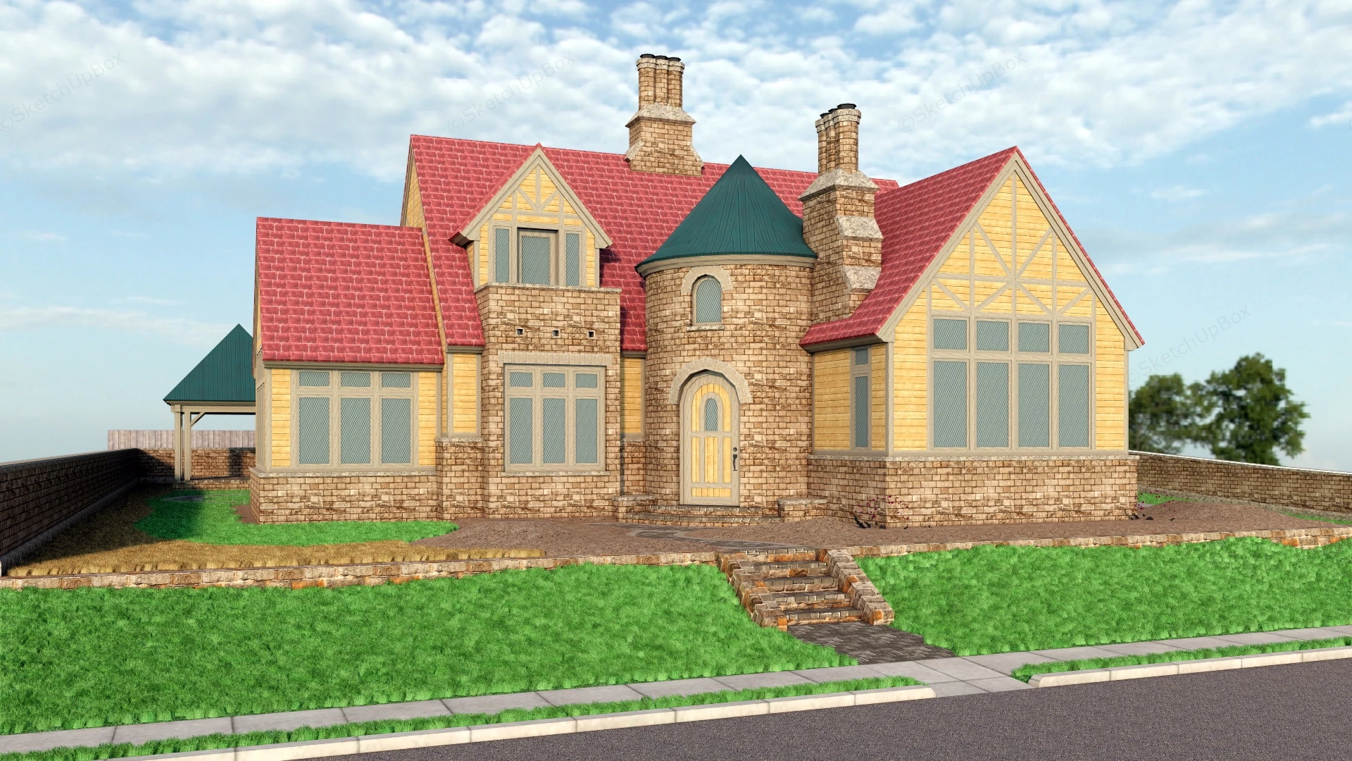 Victorian Country House sketchup model preview - SketchupBox