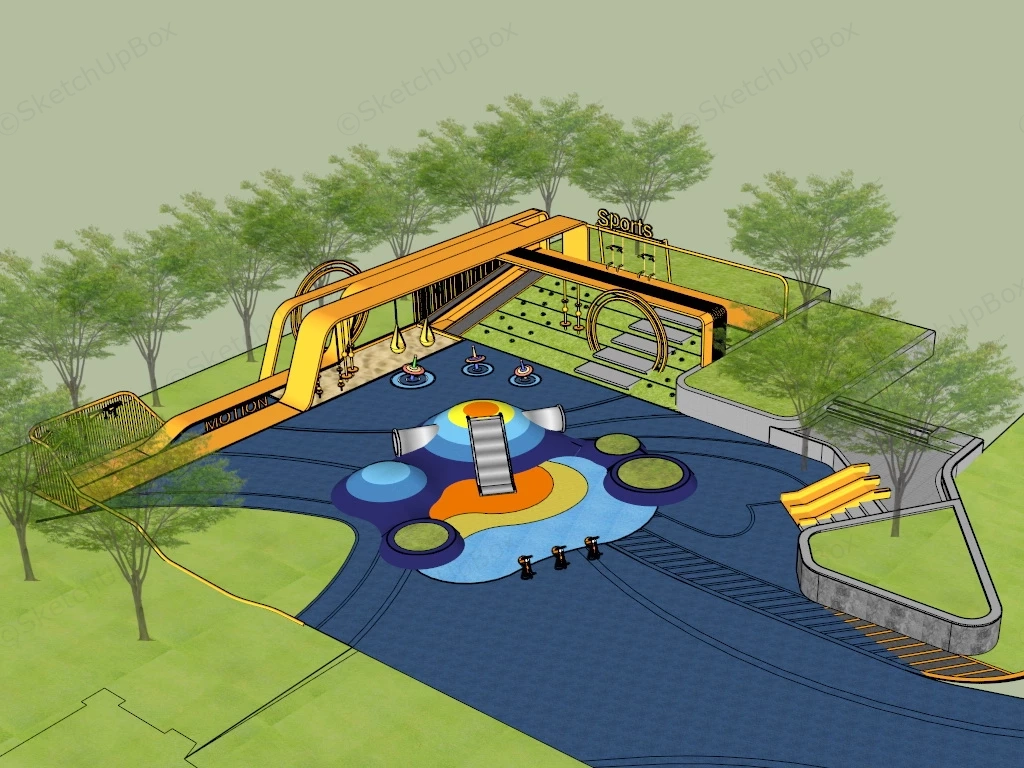 Rubber Flooring Playground sketchup model preview - SketchupBox