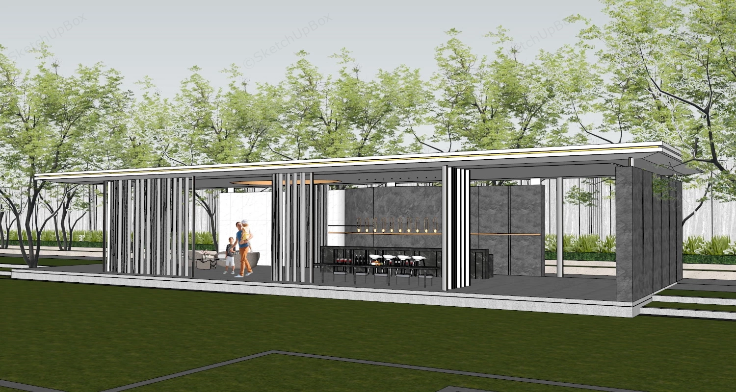 Luxury Bar Pavilion With Seating sketchup model preview - SketchupBox
