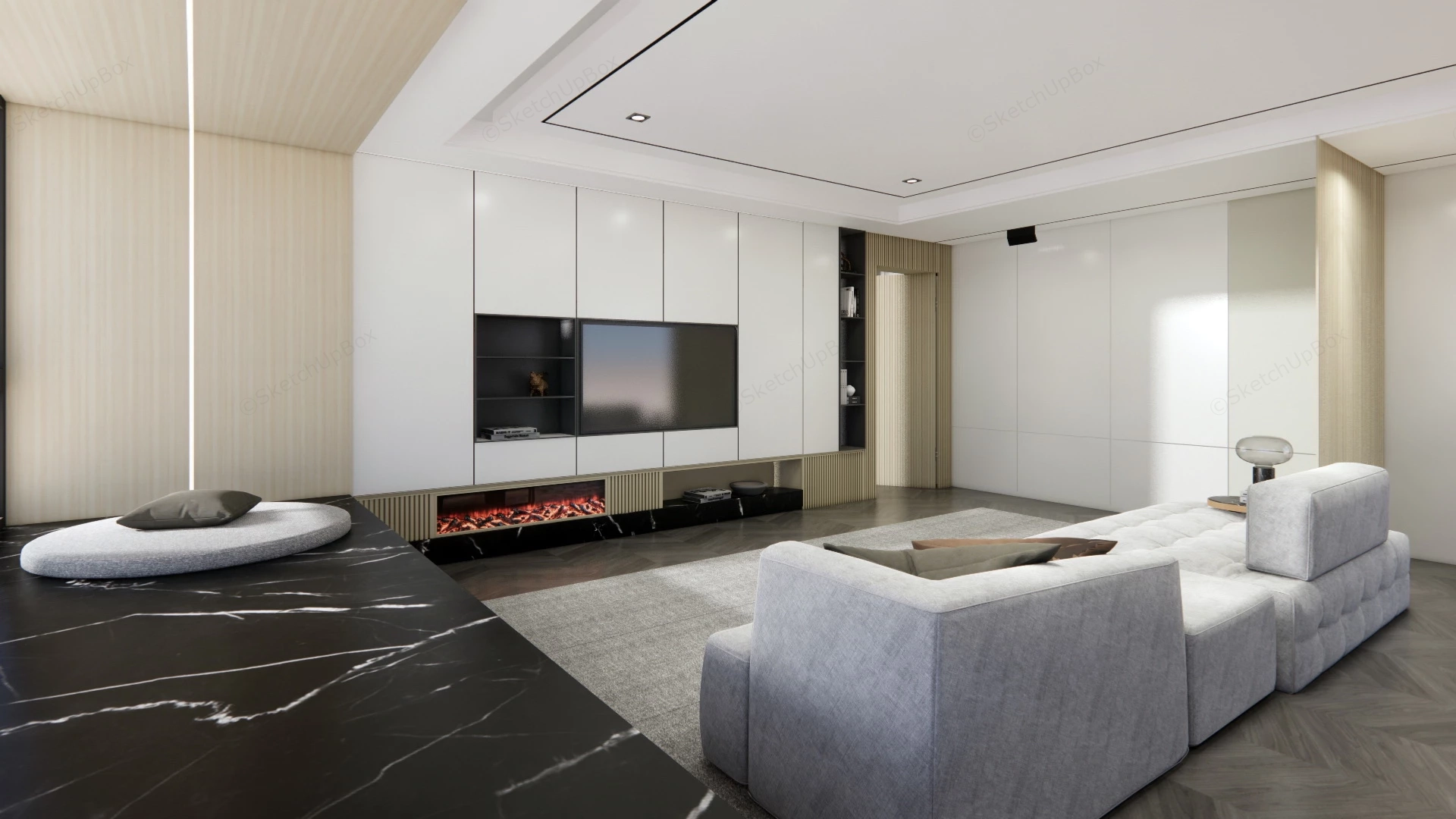 Modern Minimalist Living Room Design sketchup model preview - SketchupBox