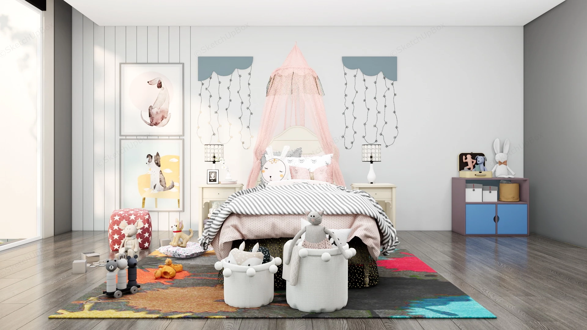 Princess Theme Toddler Girl Room sketchup model preview - SketchupBox