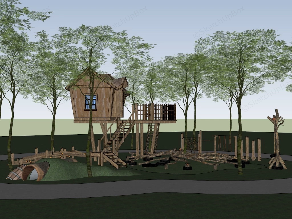 Natural Playground Design sketchup model preview - SketchupBox