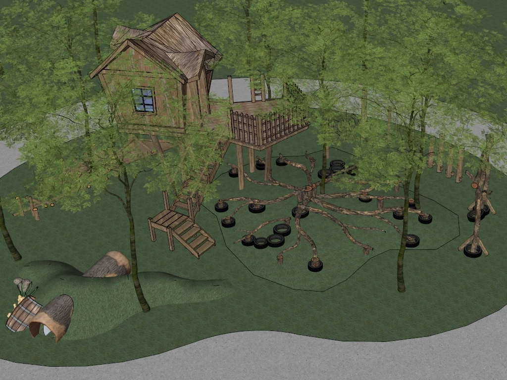 Natural Playground Design sketchup model preview - SketchupBox