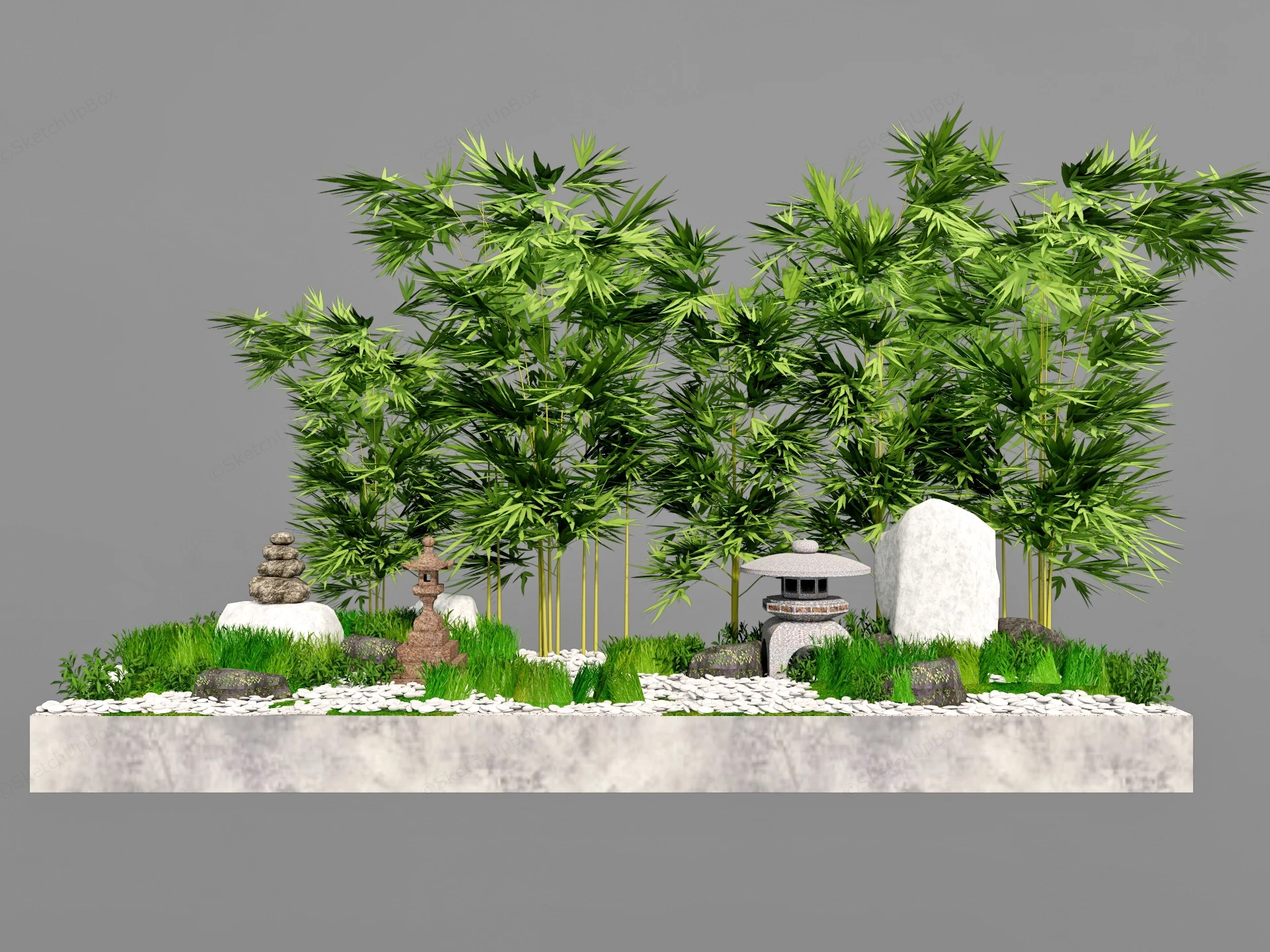Zen Bamboo Garden sketchup model preview - SketchupBox