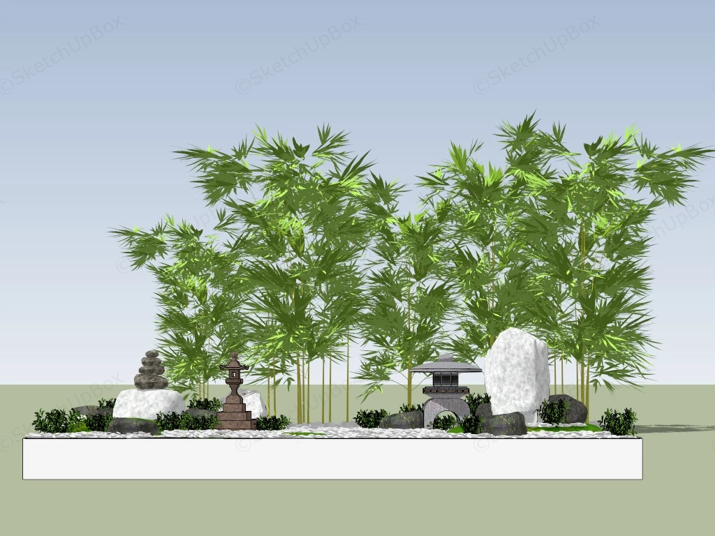 Zen Bamboo Garden sketchup model preview - SketchupBox