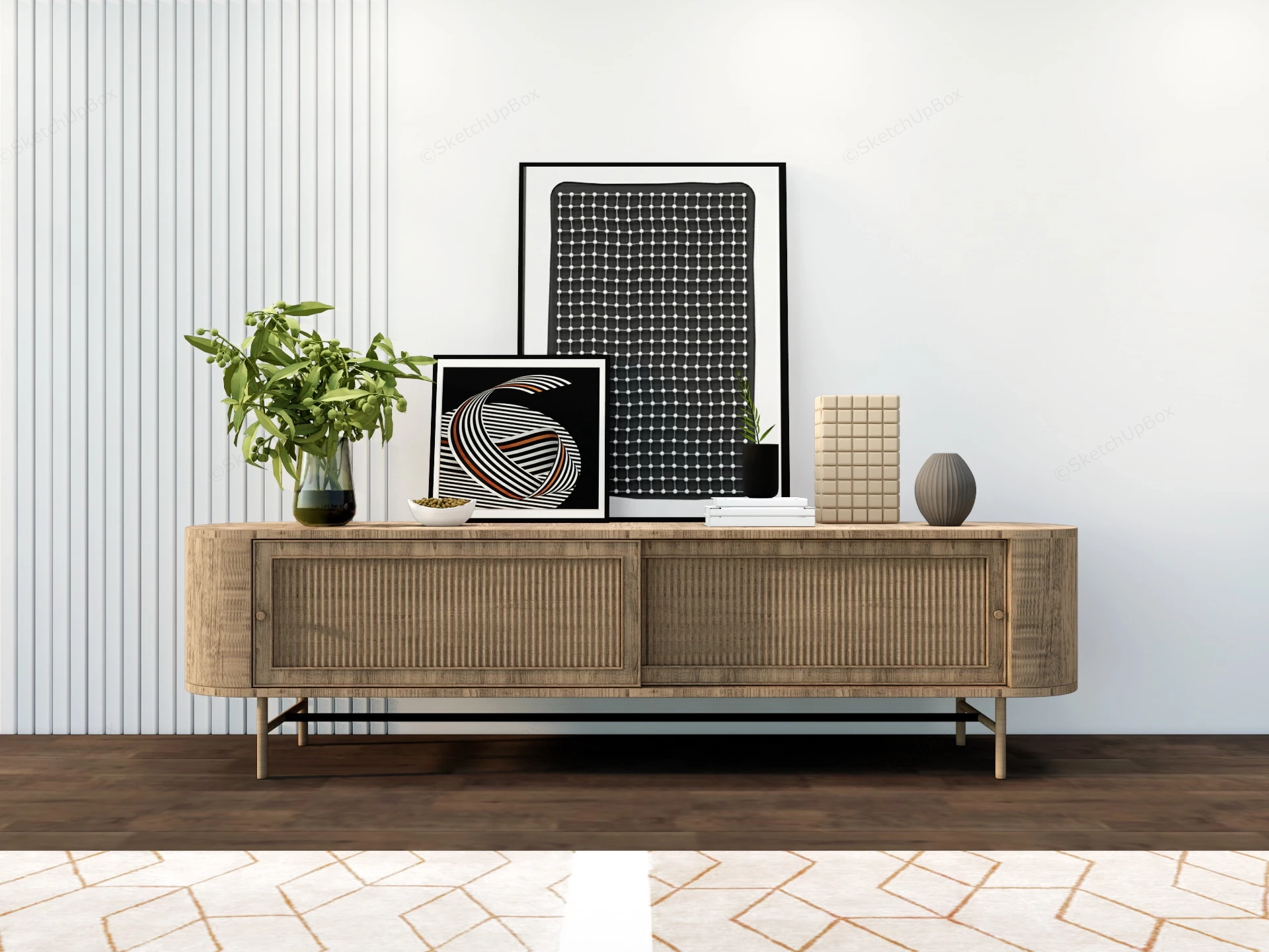 Minimalist Zen Inspired Sideboard sketchup model preview - SketchupBox