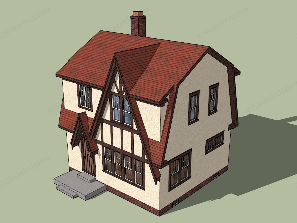 Small Tudor House sketchup model preview - SketchupBox