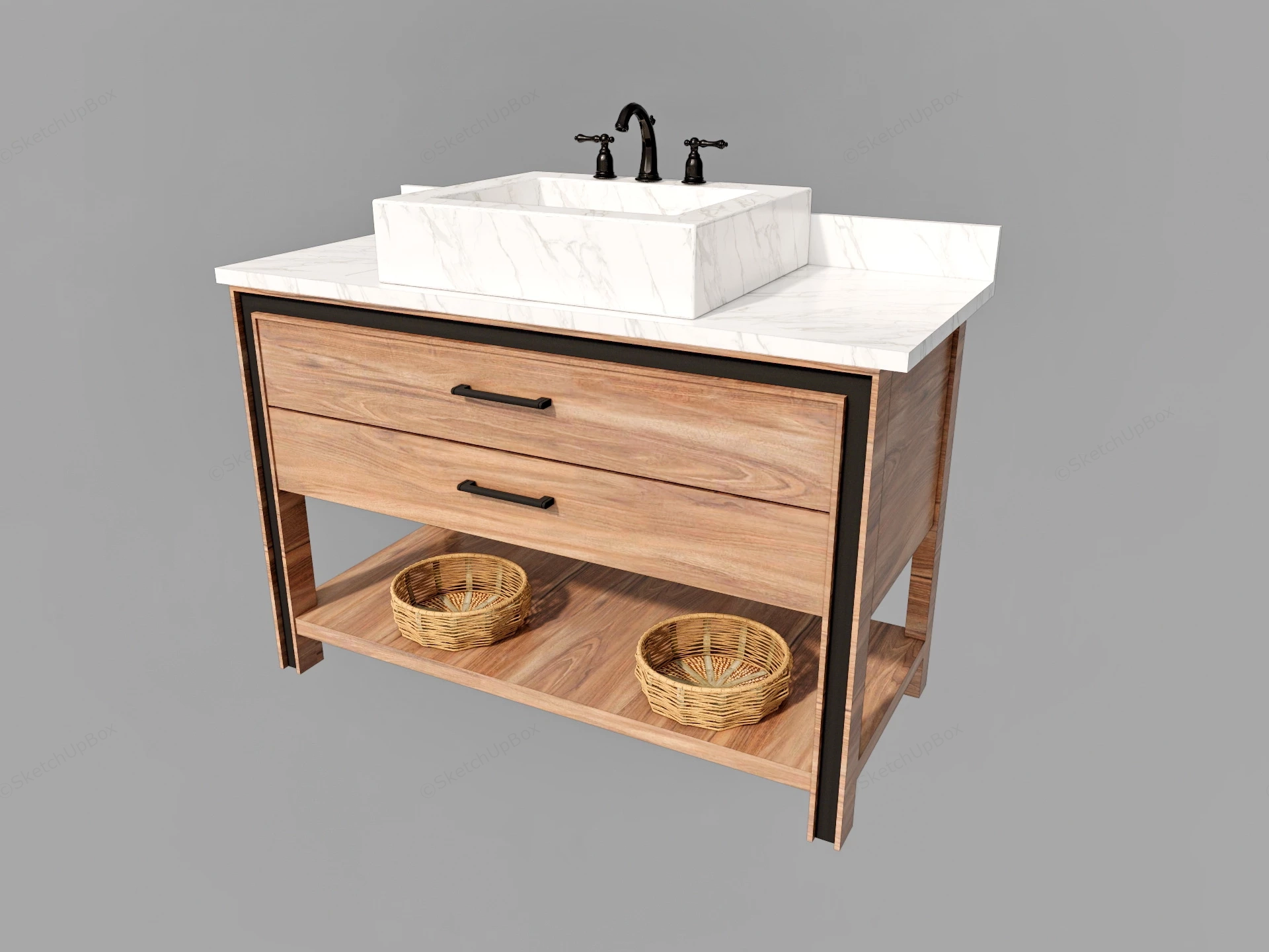 Single Sink Bathroom Vanity Cabinet sketchup model preview - SketchupBox