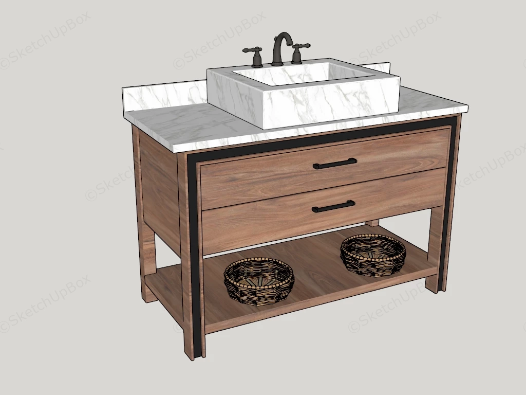 Single Sink Bathroom Vanity Cabinet sketchup model preview - SketchupBox