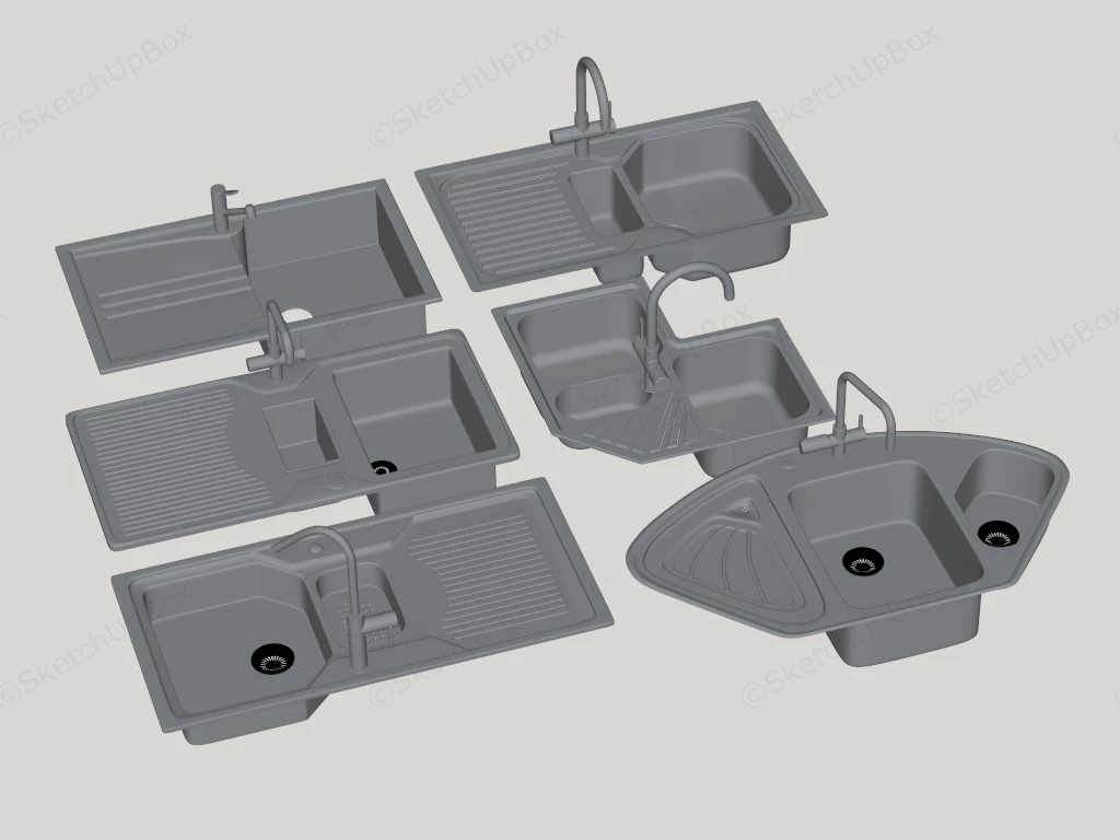 Modern Kitchen Sinks With Faucets sketchup model preview - SketchupBox