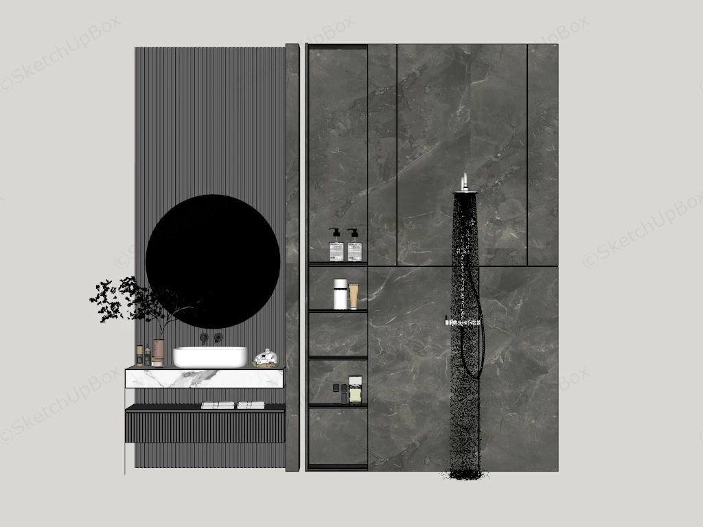 Bathroom Shower And Vanity sketchup model preview - SketchupBox