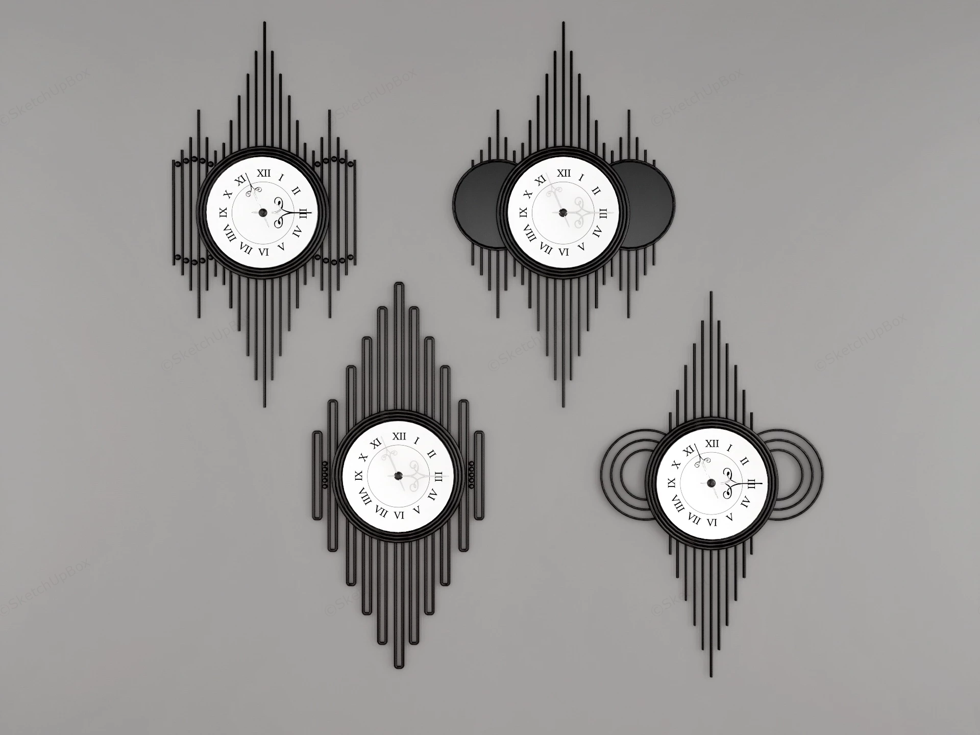 Modern Industrial Style Wall Clocks sketchup model preview - SketchupBox