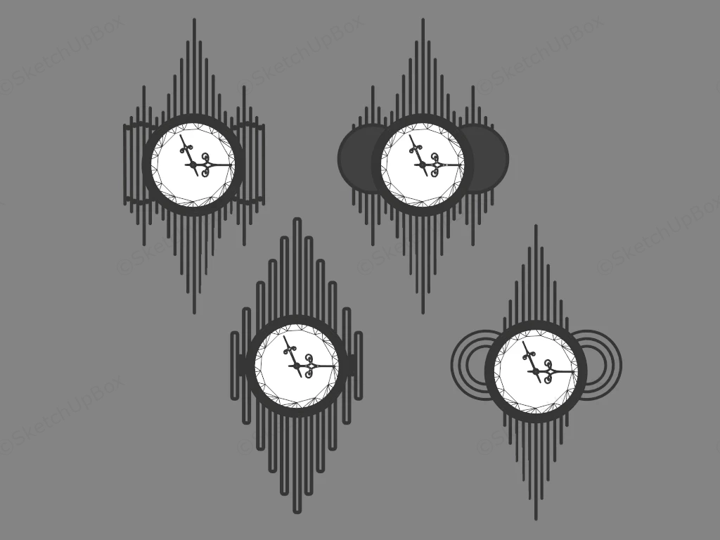 Modern Industrial Style Wall Clocks sketchup model preview - SketchupBox