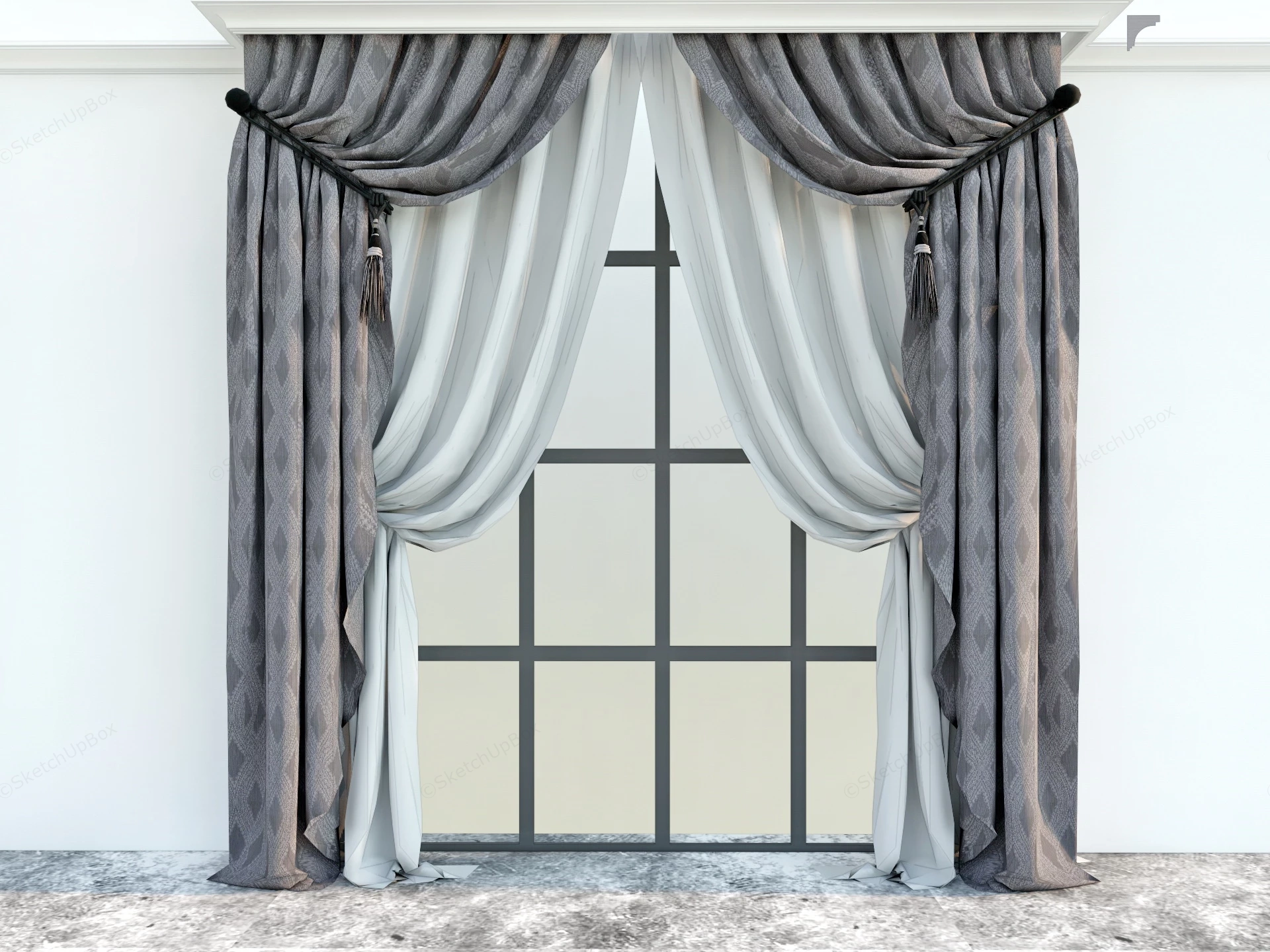Classic Luxury Curtains sketchup model preview - SketchupBox