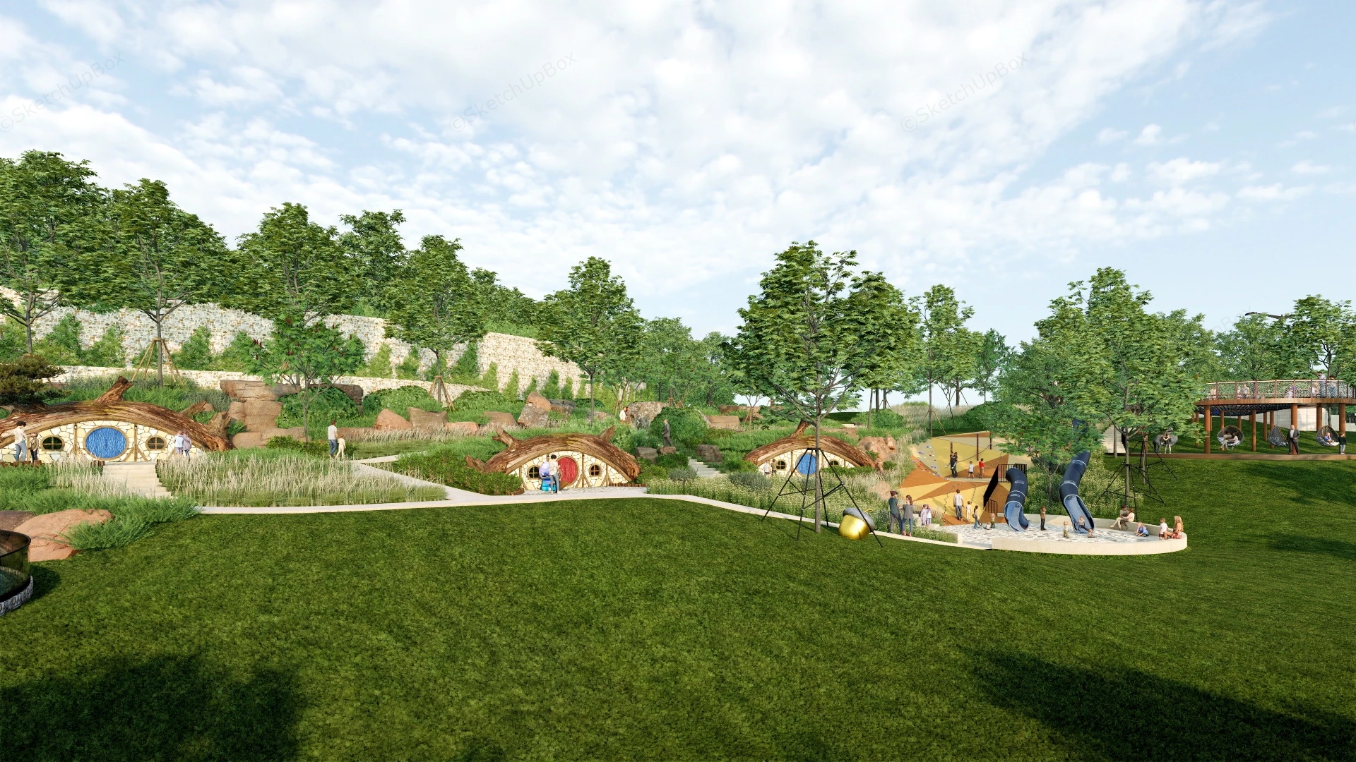 Urban Park & Playground Design sketchup model preview - SketchupBox