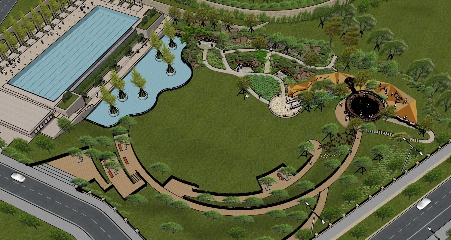 Urban Park & Playground Design sketchup model preview - SketchupBox