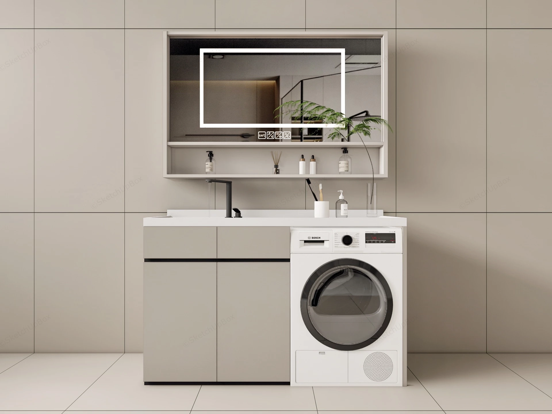 Bathroom Vanity With Washing Machine sketchup model preview - SketchupBox