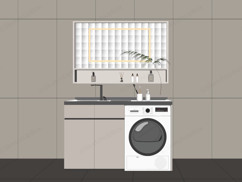 Bathroom Vanity With Washing Machine sketchup model preview - SketchupBox