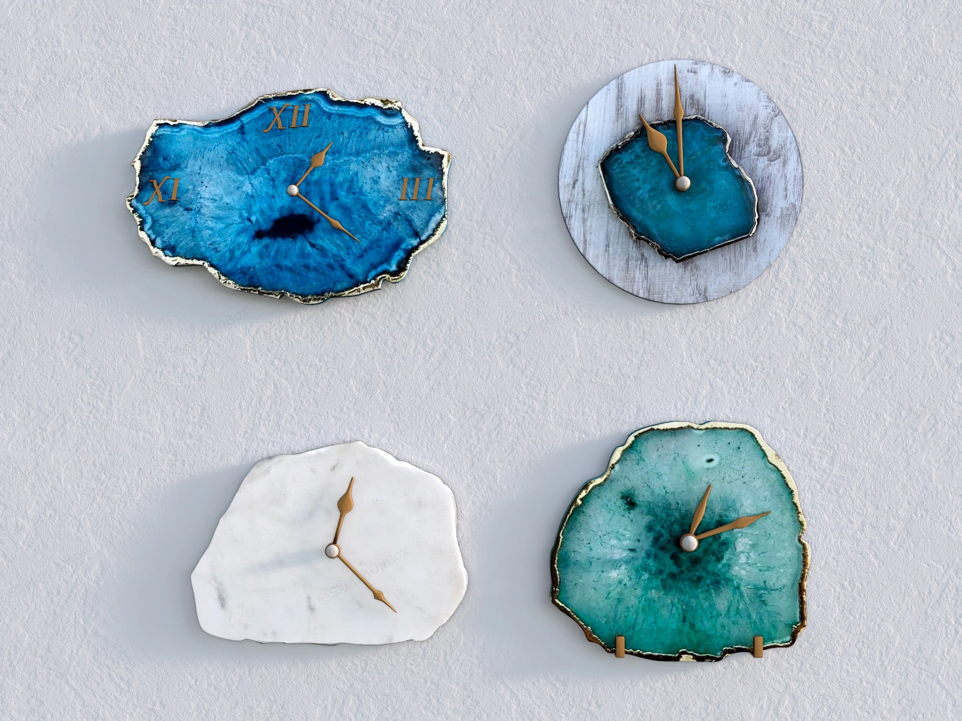 Natural Quartz Stone Wall Clocks sketchup model preview - SketchupBox