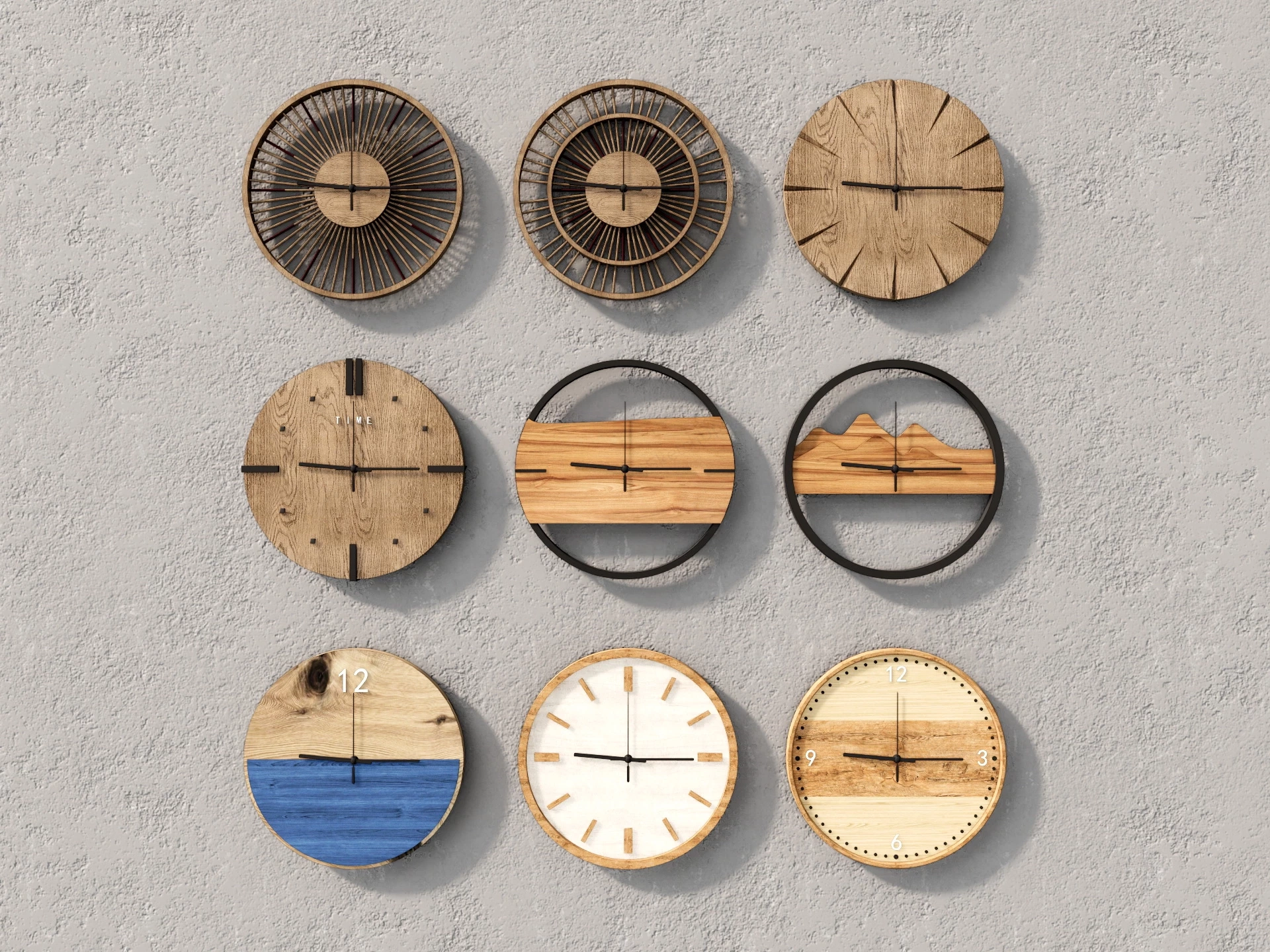 Rustic Wood Wall Clocks sketchup model preview - SketchupBox