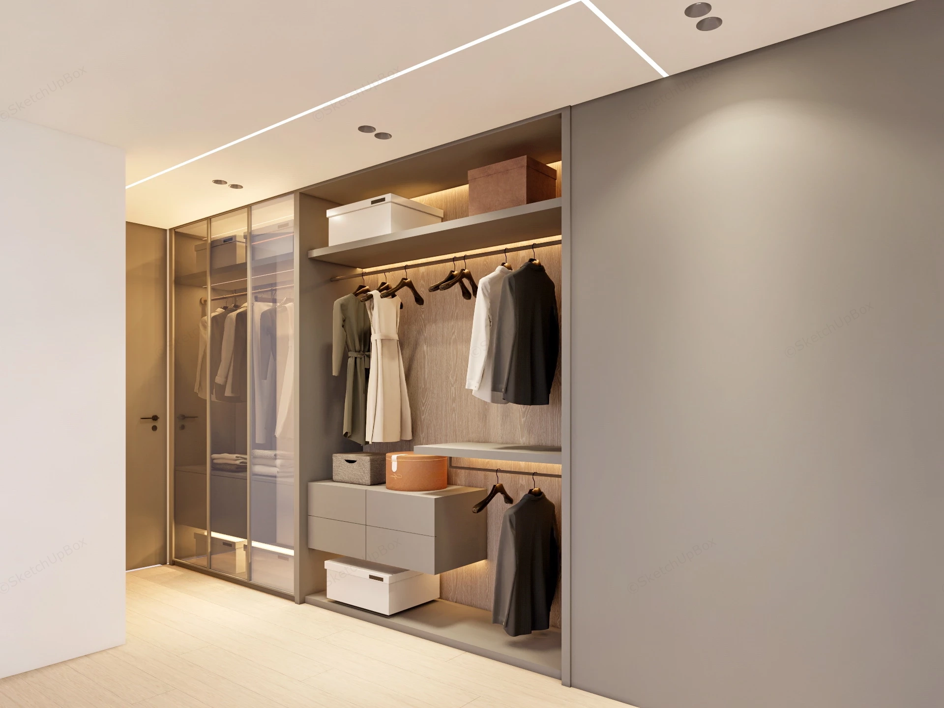 Modern Built In Wardrobe sketchup model preview - SketchupBox