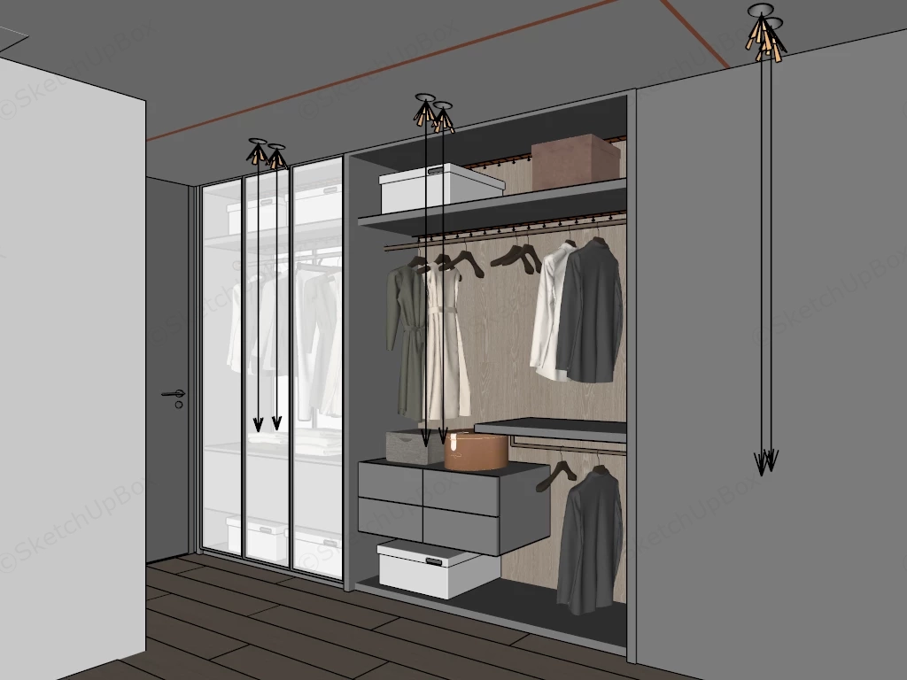 Modern Built In Wardrobe sketchup model preview - SketchupBox