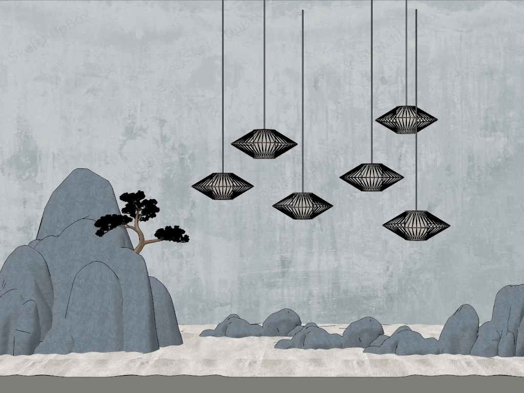 Zen Rock Garden Design sketchup model preview - SketchupBox