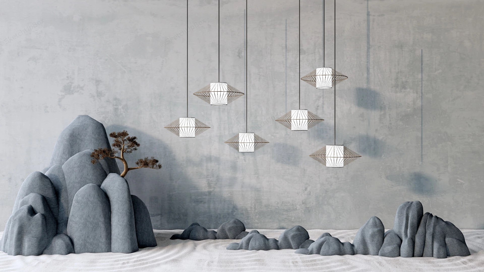 Zen Rock Garden Design sketchup model preview - SketchupBox