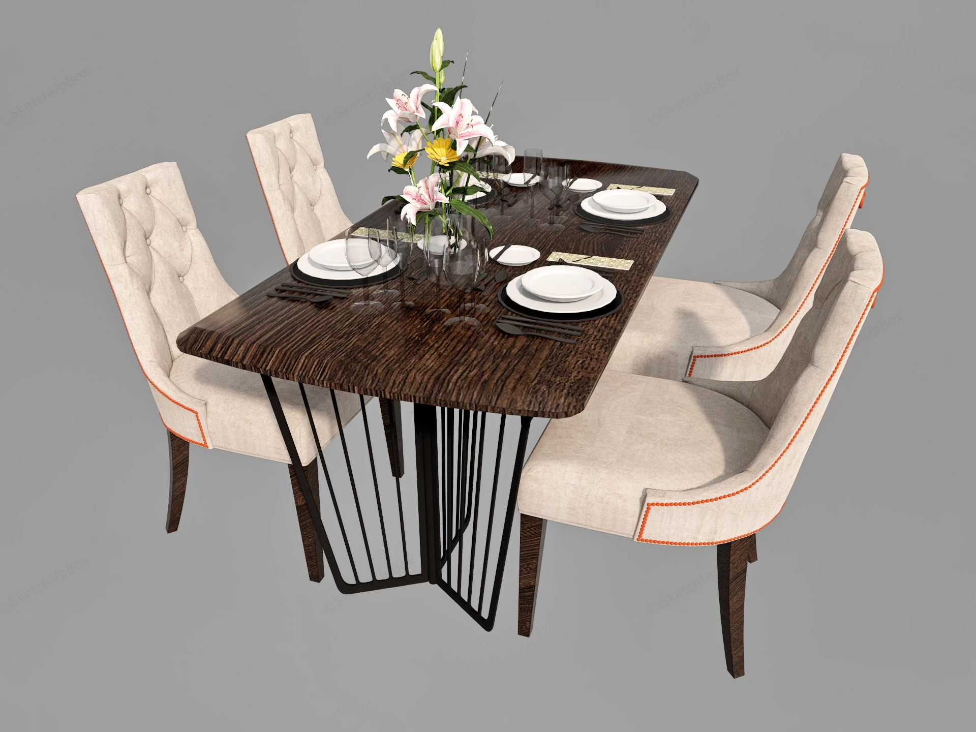 5 Piece Dining Table Set sketchup model preview - SketchupBox